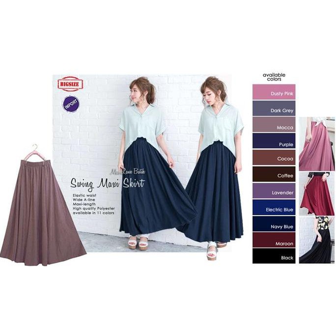Swing Maxi Skirt / Rok Payung Import/ Rok Lebar Jumbo