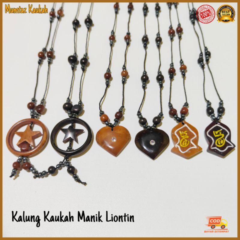 Kalung kokka kaukah Manik Tali liontin coklat hitam kaoka kaokah kauka kokkah
