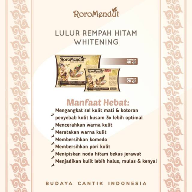 Roromendut Lulur Rempah Hitam Whitening