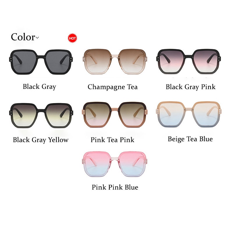 Square Frameless Rice Nail Kacamata Hitam Wanita New Fashion Sunglasses Personality Net Red Same Large Frame Sun Shading Sunglasses