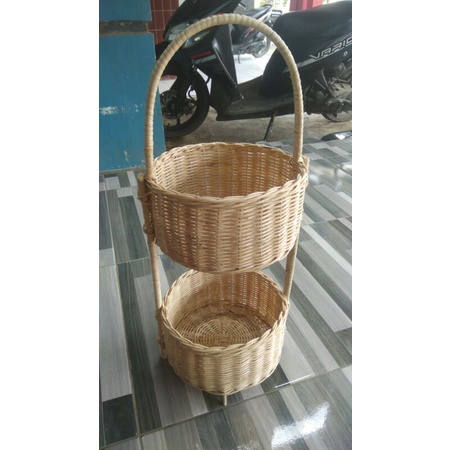 Keranjang bumbu susun / tempat bumbu / tempat bawang susun / souvenir rotan