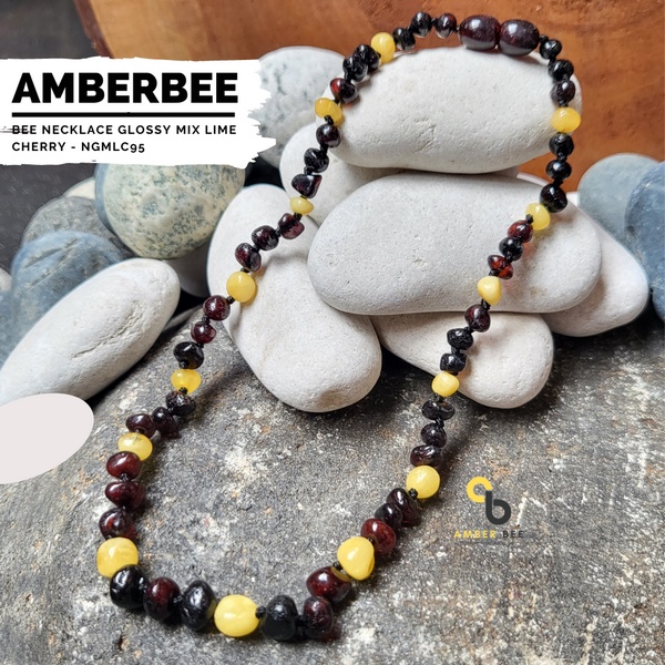 Kalung Amber Anak Premium Mix Cherry Lemon by Amber Bee NGMLC95