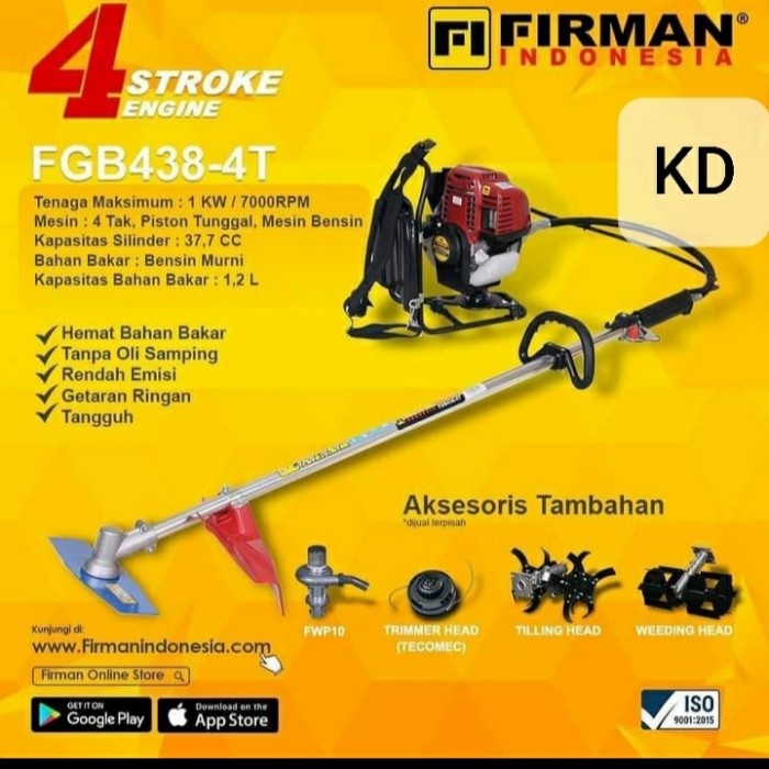 mesin pemotong rumput paketan firman 4tak FGB438- 4T / 1 paket