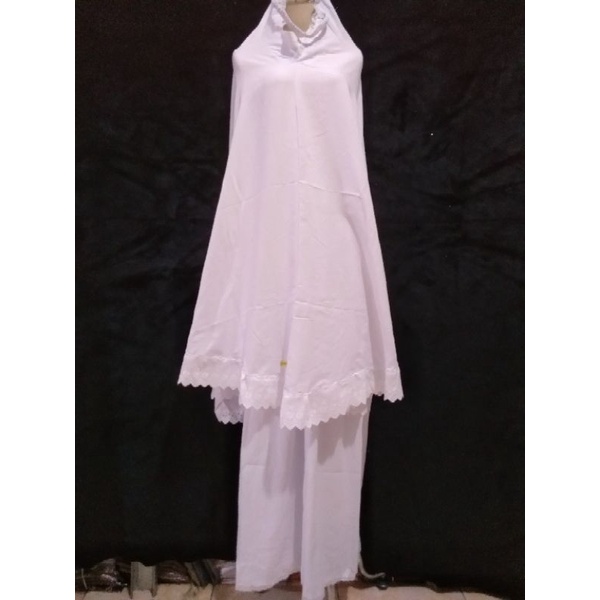 mukena putih polos renda katun