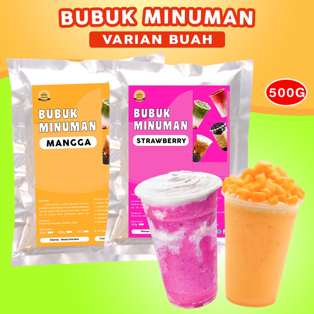 Jual Bubuk Minuman Rasa Buah 500g Bubuk Minuman Boba 500g Serbuk Minuman Aneka Rasa 500g 5128