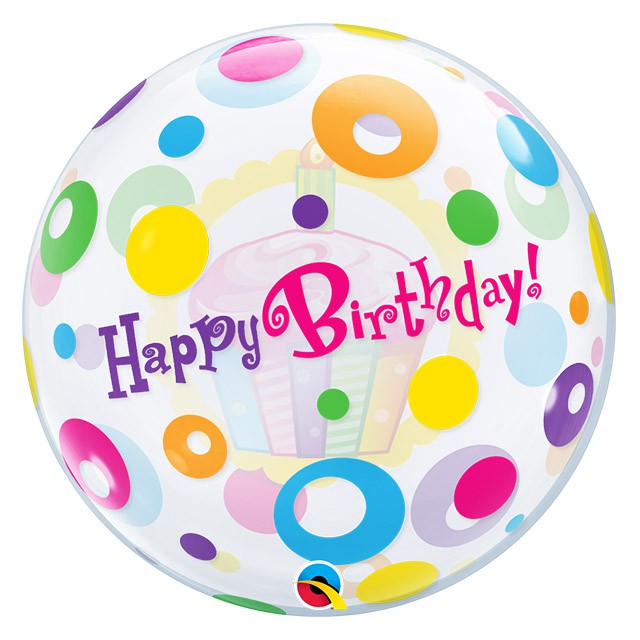 

QUALATEX DECO BUBBLE 22 INCH BDAY CUPCAKE & DOTS