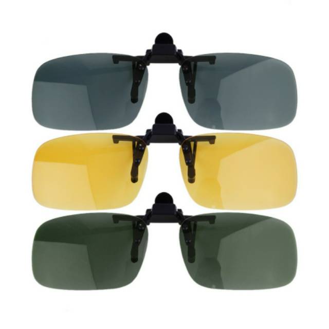 Kaca mata anti silau untuk berkendara malam hari Clip On clip Up lensa POLARIZED Night view glass