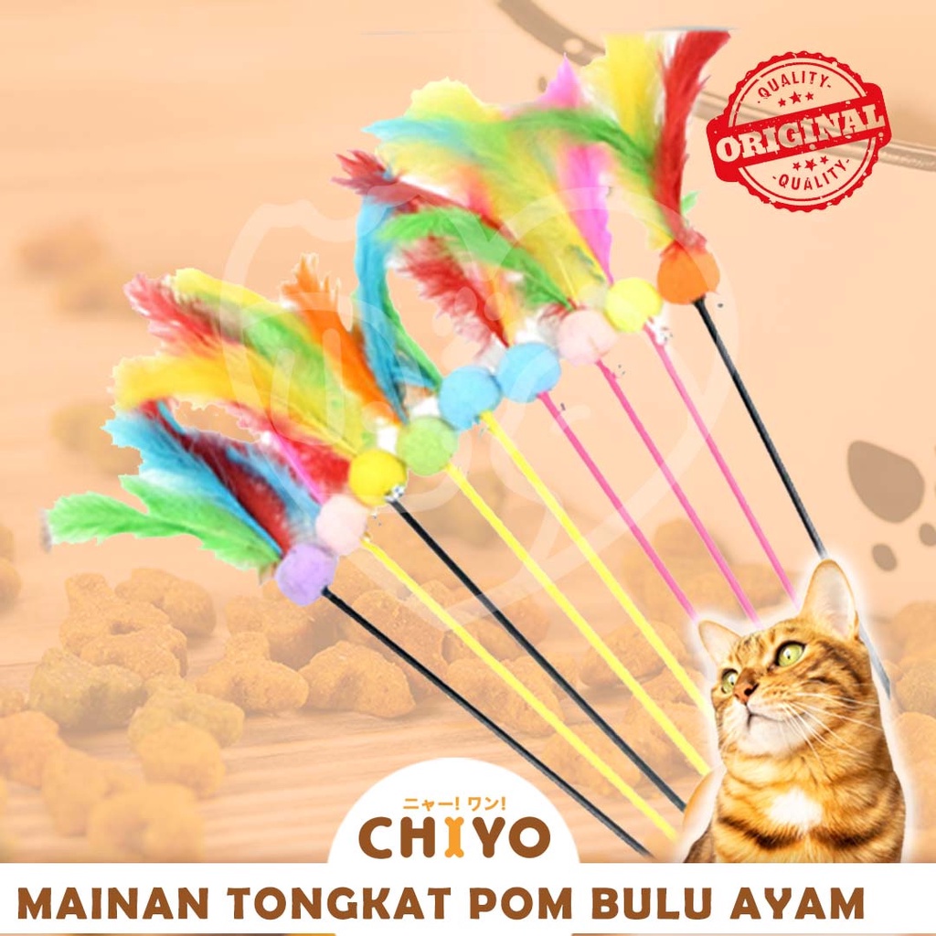 MAINAN KUCING TONGKAT BULU AYAM [ TONGKAT KUCING MURAH]