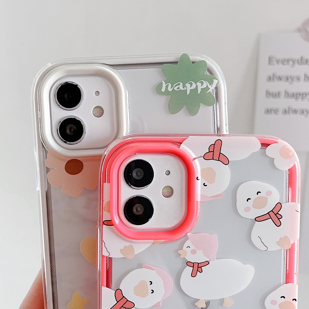 Soft Case TPU Motif Lukisan Bebek Untuk iPhone 13 12 11 Pro Max X XS Max 7 8 6 6S Plus XR