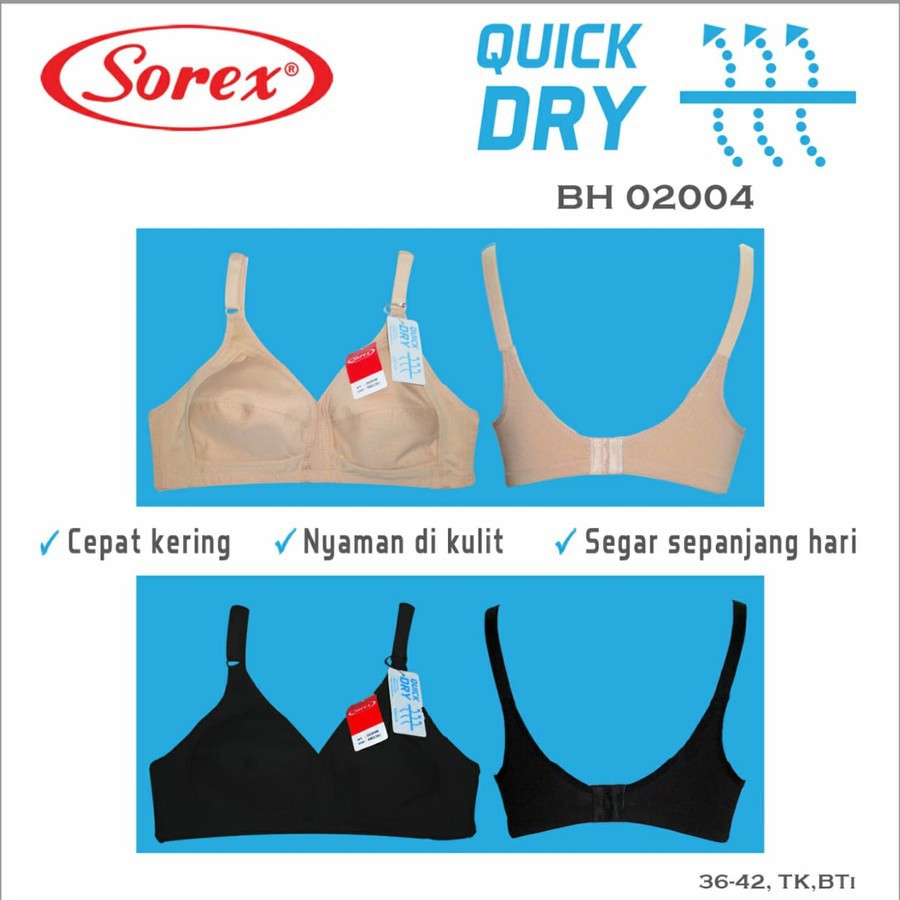 Bra Bh Sorex 02004 Quick Dry Bh busa tipis tanpa kawat