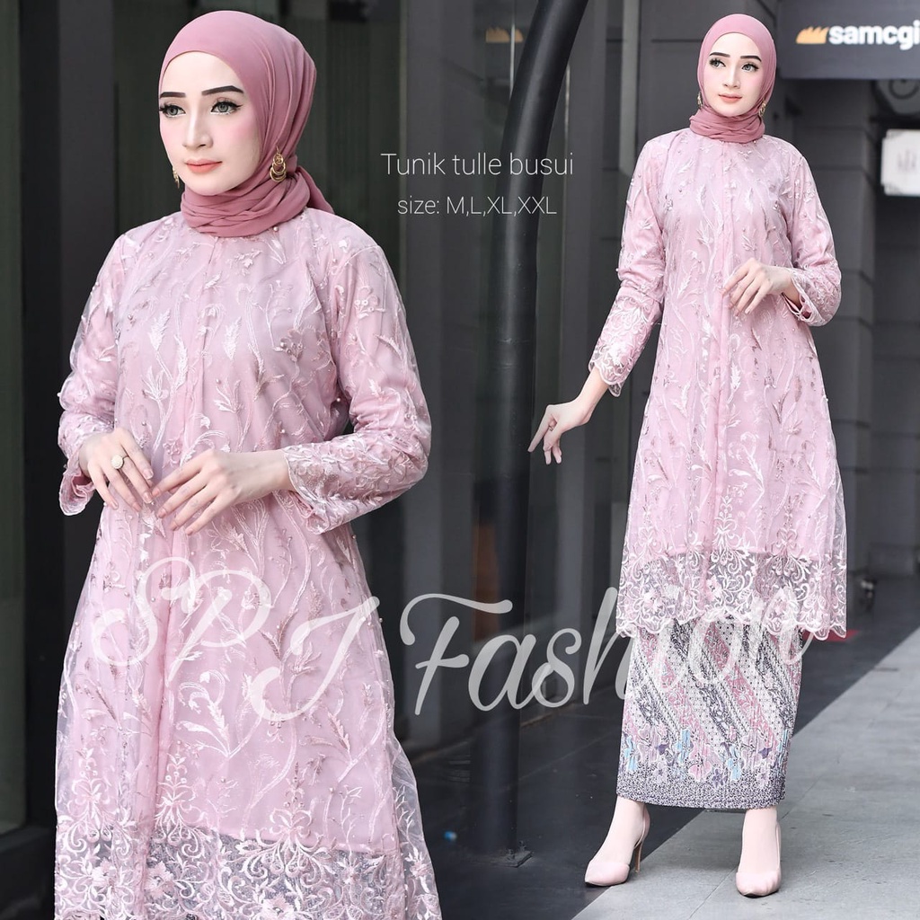 Best Setelan kebaya tunik tille busui Outfit Kebaya Tunik Tulle busui-kebaya Modern-Dress Pesta -dres Wisuda-tunik busi kondangan-kebaya modern-kepaya pesta-kebaya wisuda