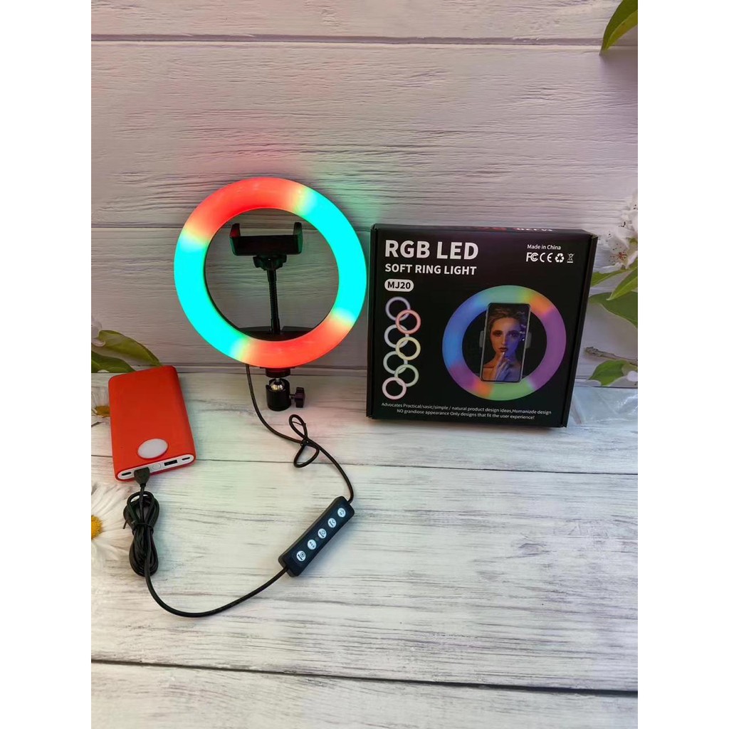 Soft Ring Light RGB LED MJ20 / Lampu Selfie Studio Photo ( 8 Inch / 20 cm )