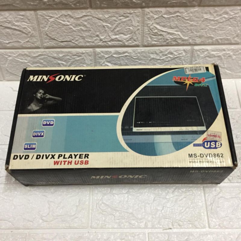 MINSONIC MS DVD 862 DIVX MP3 VCD SVCD CD R RW PLAYER USB PORTABLE SLIM VINTAGE JADUL PEMUTAR FILM