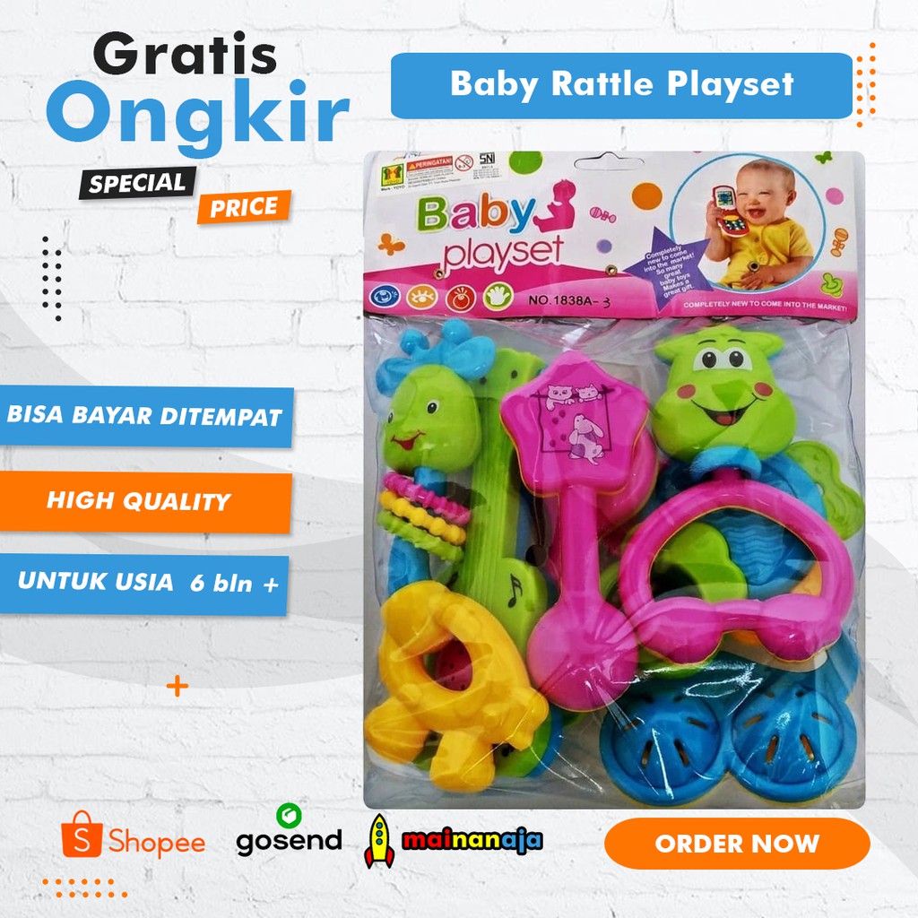 Mainan Bayi Newborn Rattle Playset Teether Bunyi / Mainan Bayi 6 Bulan Mainan Edukasi SNI Aman
