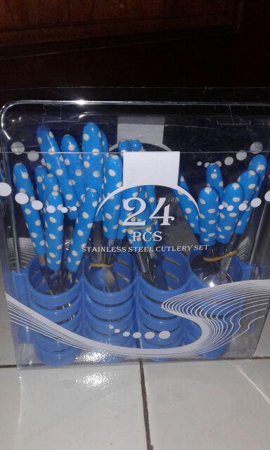 [ Grosiran ] Sendok Polkadot / Sendok Stainless Polkadot Isi 24 Pcs