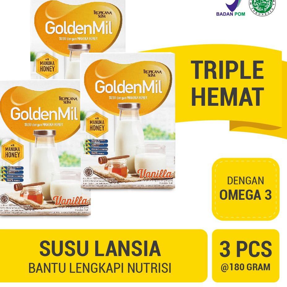 

Koleksi terbaru Tropicana Slim GoldenMil Vanilla Manuka Honey 180 gr x 3 pcs O30V03 makaci