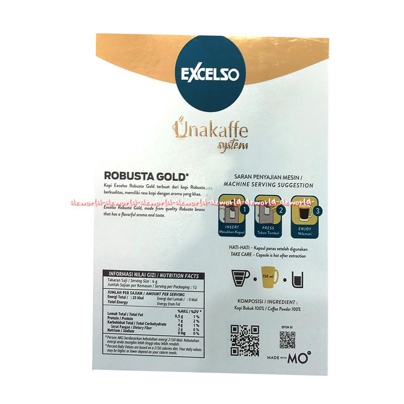 Excelso Unakaffe System Robusta Gold 12pcs Kopi Robusta Kapsul Ekselso Exselso Una Kaffe Unakafe