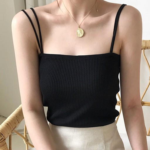 Feminin TankTop Rajut Korea Wanita Tank Top Rajut Daleman Wanita-7
