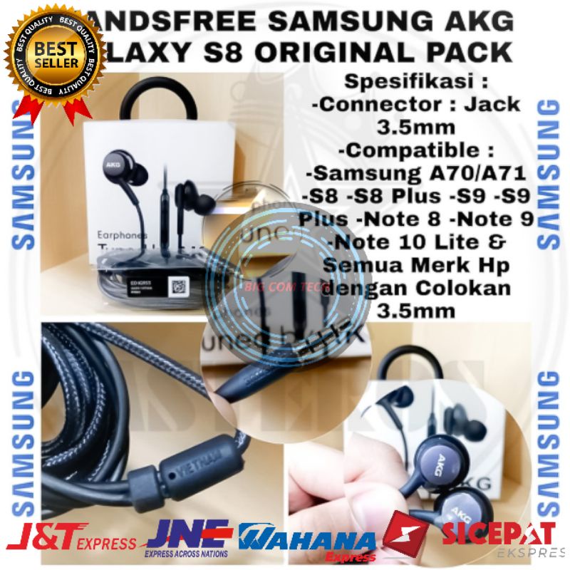 Earphone Headset Handsfree Samsung AKG A52 / A51 / A52s 5G / A21 / A21s / A31 / A32 / A71 / A72 / A11 / A12 / M11 / M21 / M21s / M31 / M31s / M51 Jack Audio 3.5mm Original