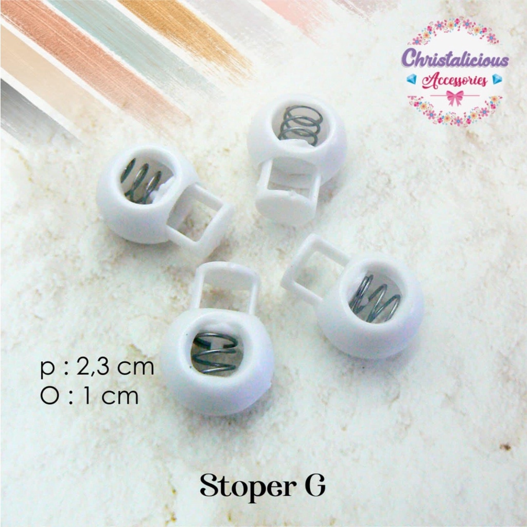 Stopper Bulat, stopper gepeng, stopper pipih, stopper lubang satu, stopper lubang 2, stopper tas, st