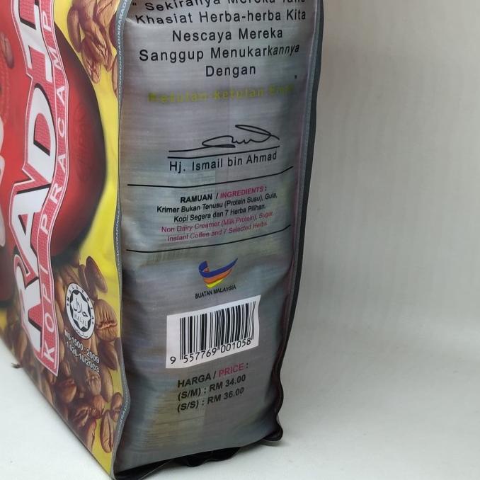 

Kopi Radix Hpa isi 32 sachet Malaysia .