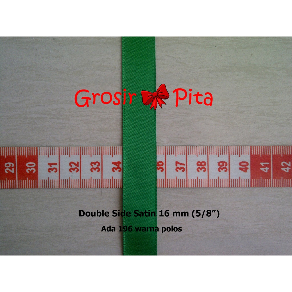 

(25 yard) Pita Double Satin Polos ukuran 1,6 cm (5/8 inch) | Pita Import Premium | Toko Bahan Craft | Grosir Pita