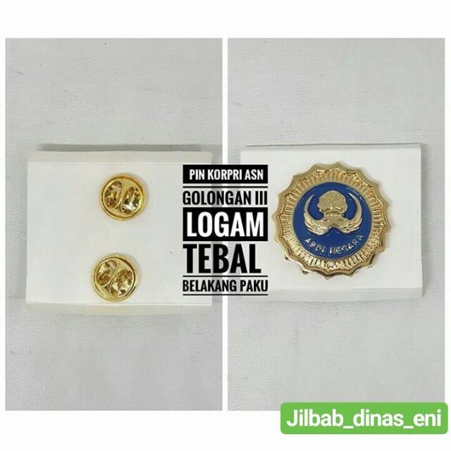 PIN KORPRI ASN golongan III
logam tebal
belakang paku 