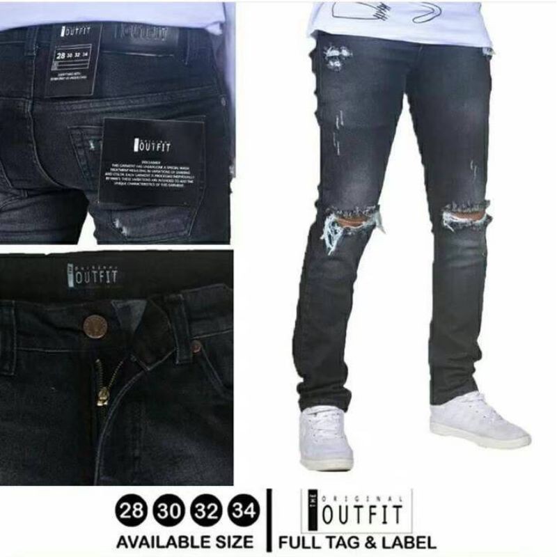 CELANA JEANS SOBEK /RIPPED JEANS SOBEK /CELANA JEANS DISTRO /CELANA PANJANG JEANS SOBEK LUTUT /CELANA PANJANG PRIA SOBEK LUTUT