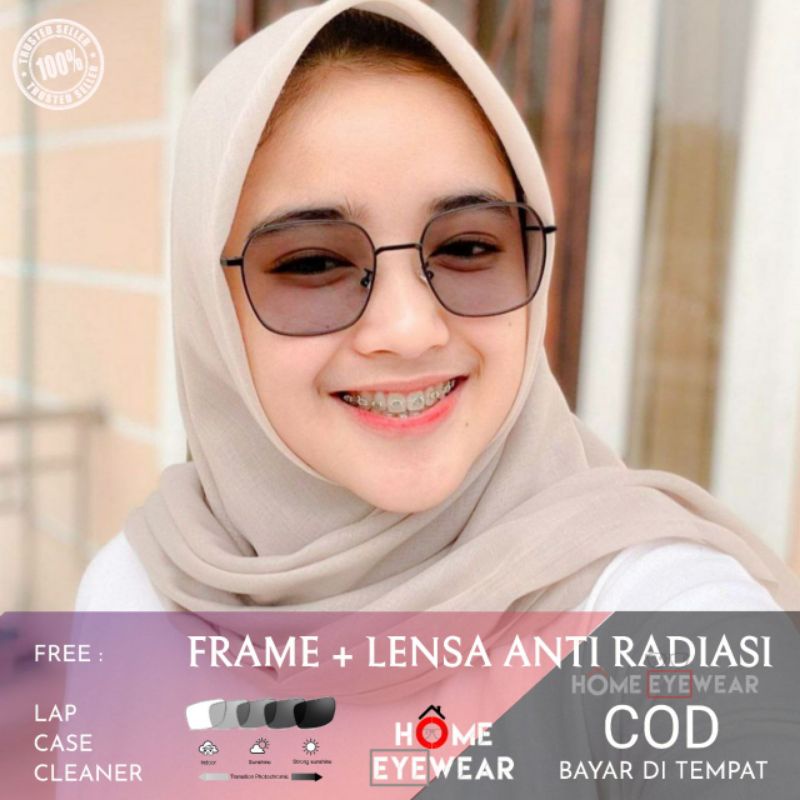 PAKET FRAME KACAMATA + LENSA ANTIRADIASI / FHOTOCHROMIC / BLUERAY MONALISA