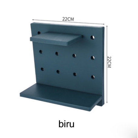 Rak Dinding Pegboard Organizer wall organizer Wall Shelf Tanpa Paku-Biru