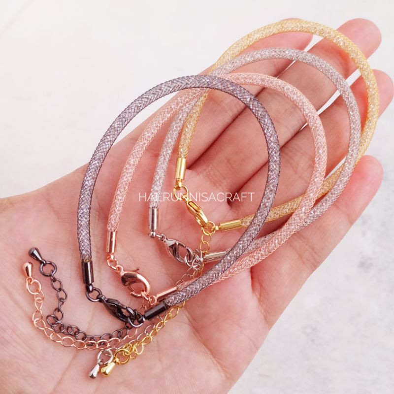 Gelang Kawat Gliter crystal set charm xuping