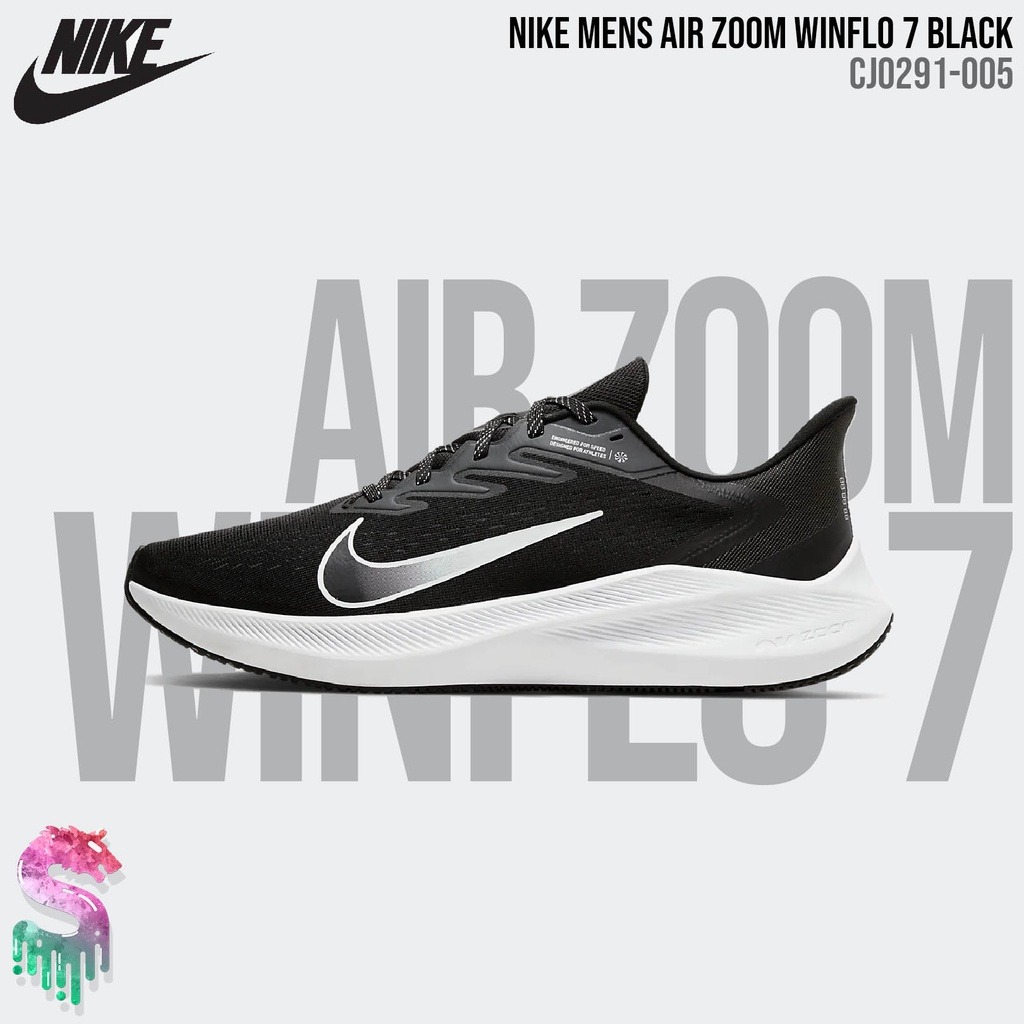 Nike Air Zoom Winflo 7 [CJ0291-005] Black Mens Original BNIB - Sepatu Lari Pria