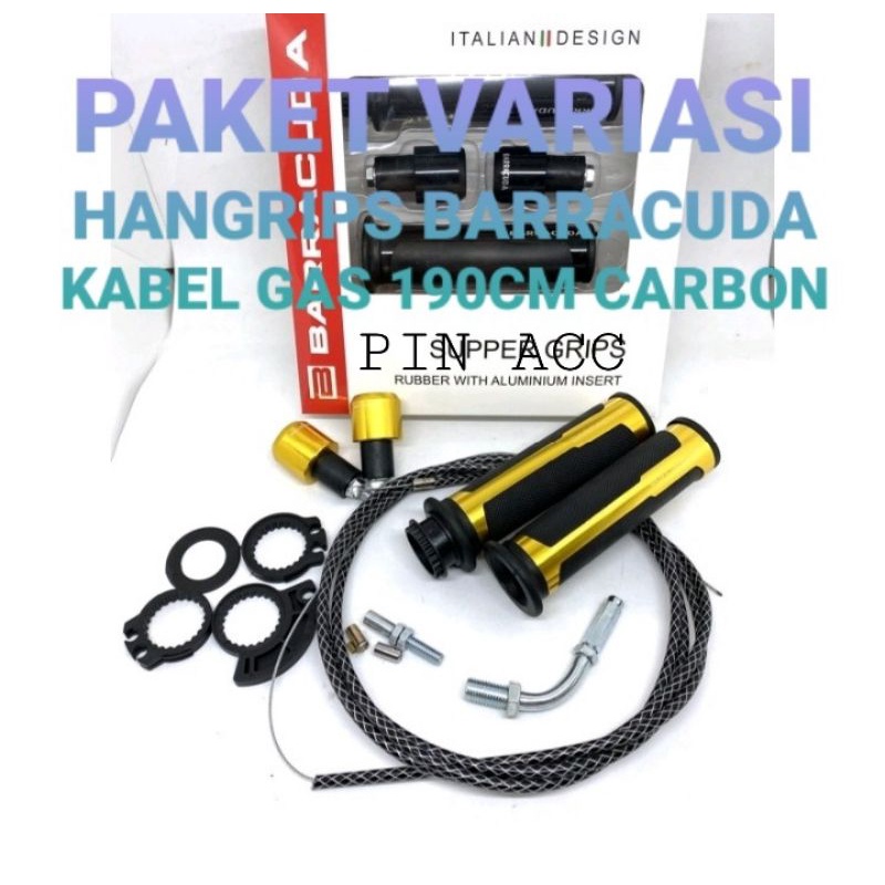 Handgrip Baracuda + Jalu Stang cnc + Kabel Gas 190cm 1 Paket Universal