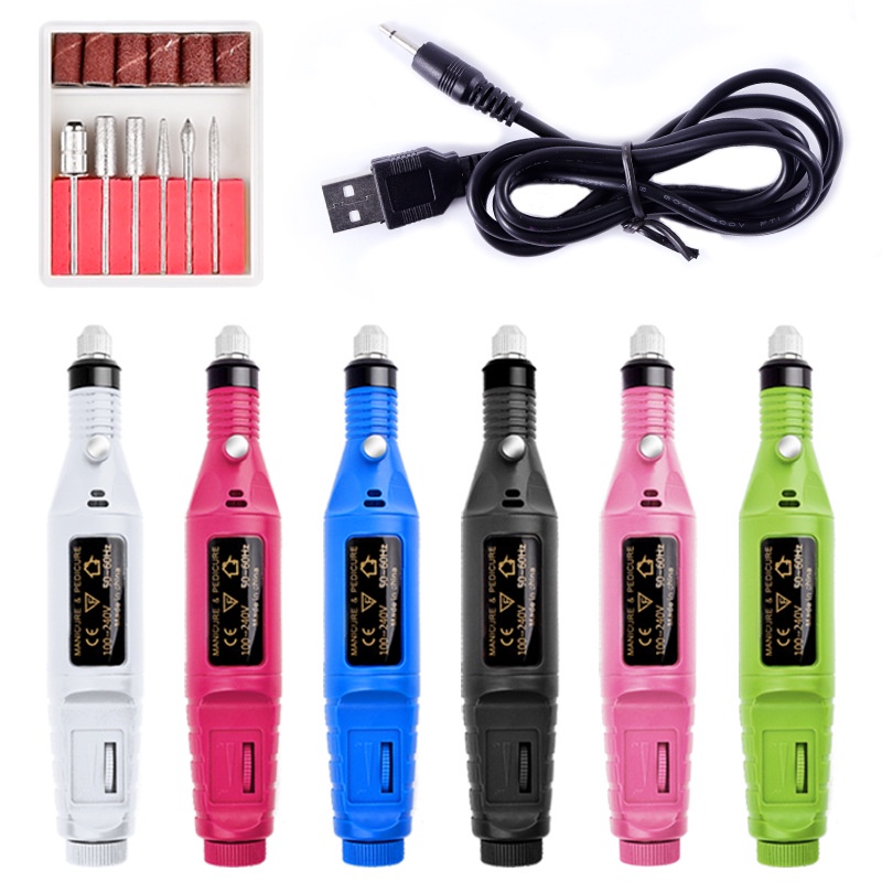 Kikir kuku Gerinda listrik kabel USB untuk membentuk kuku dan merapikan kuku /Electric Nail Drill Grinding Manicure Machine Mesin Kikir Amplas Kuku Listrik Nail Art Pen Pedicure