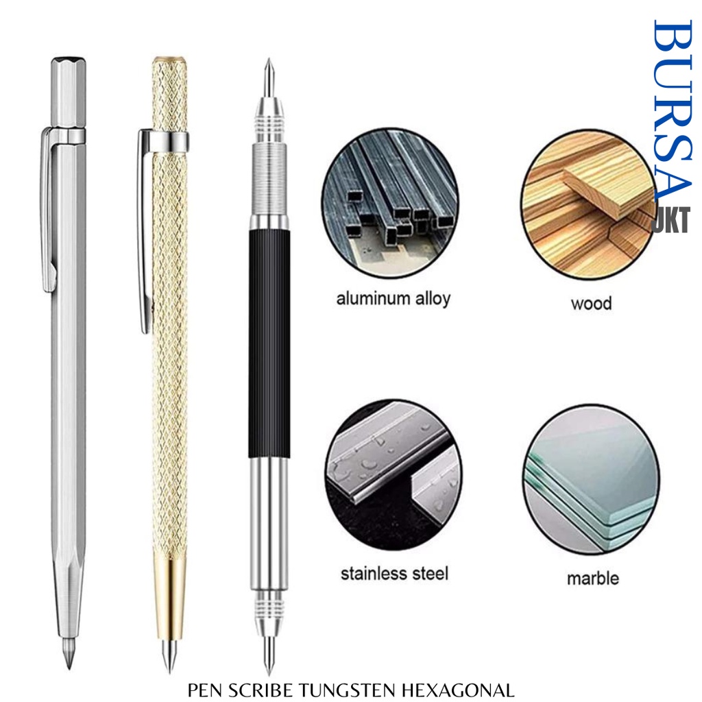 PEN SCRIBE TUNGSTEN SILVER PENANDA BOR PADA BESI LOGAM