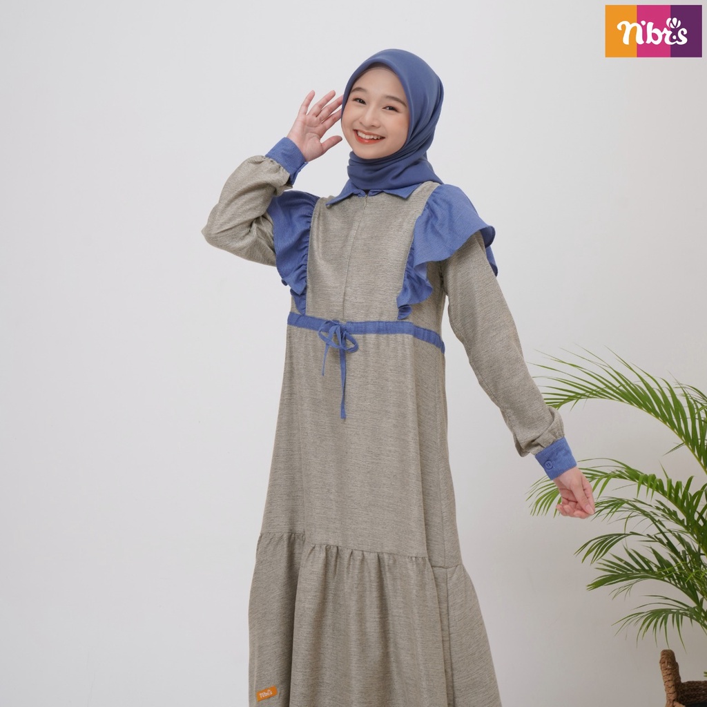 Nibras Gamis Remaja NT 76 Bahan Intrarami Twill Dress Remaja Fashion Model Kekinian