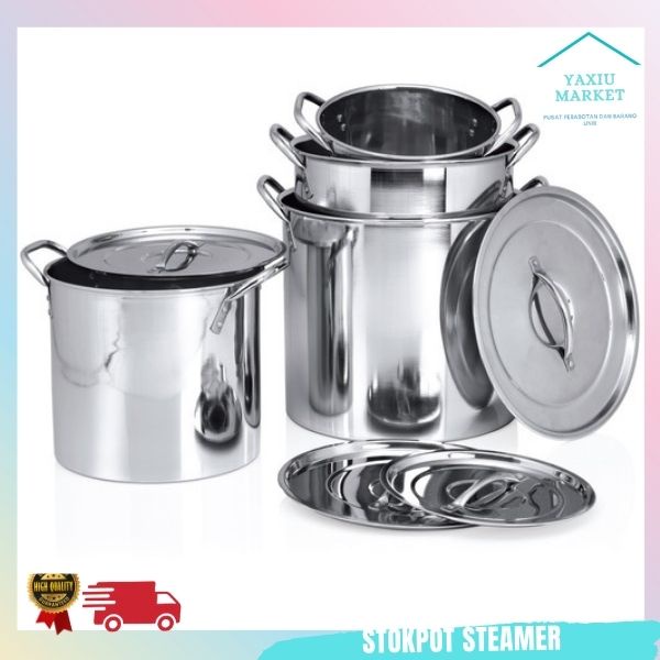 Kitchen Ware - 1 Set 4 pcs Stock Pot Steamer Panci Kukus Dandang Stainless