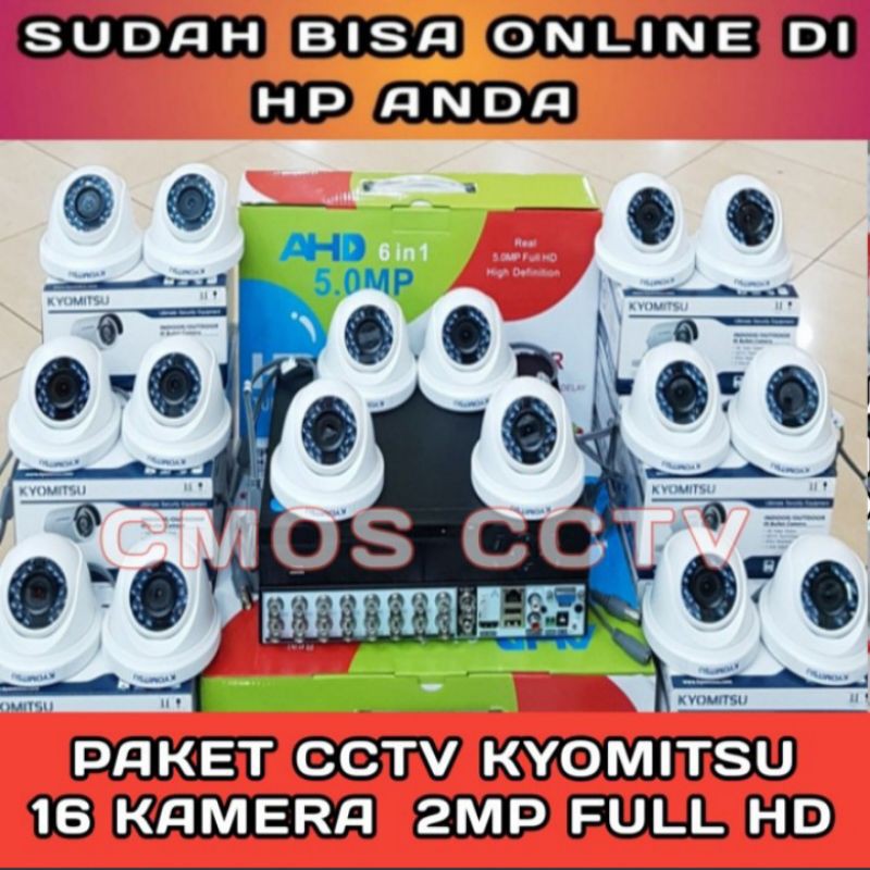 PAKET CCTV KYOMITSU 16 channel 16 camera 2mp/1080 komplit