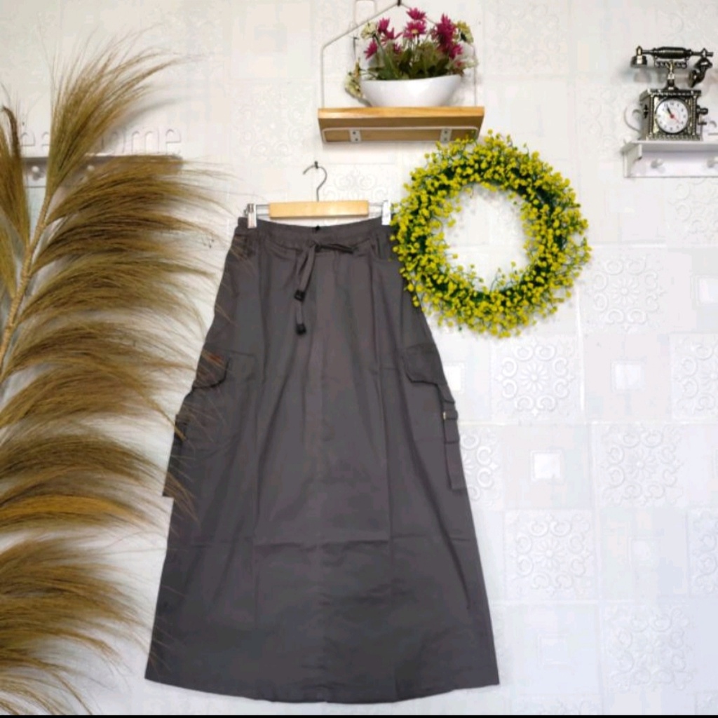 ROK CHINOS WANITA CARGO KEKINIAN // ROK WANITA JOGER // ROK WANITA KEKINIAN-ABU