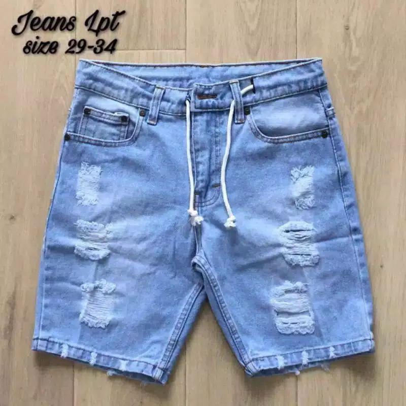 CELANA PENDEK JEANS SOBEK DISTRO//JEANS PENDEK SOBEK PRIA