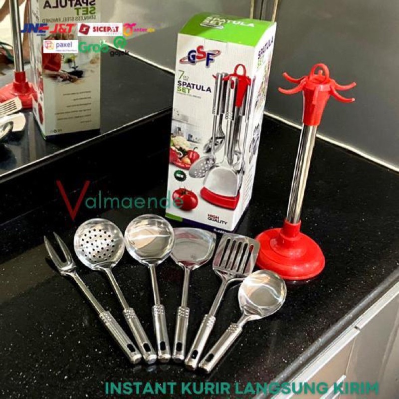Spatula Set Sutil Sodet Serbaguna 7 in 1 GSF 4407 Stainless Steel Wajan Serbaguna Laddle