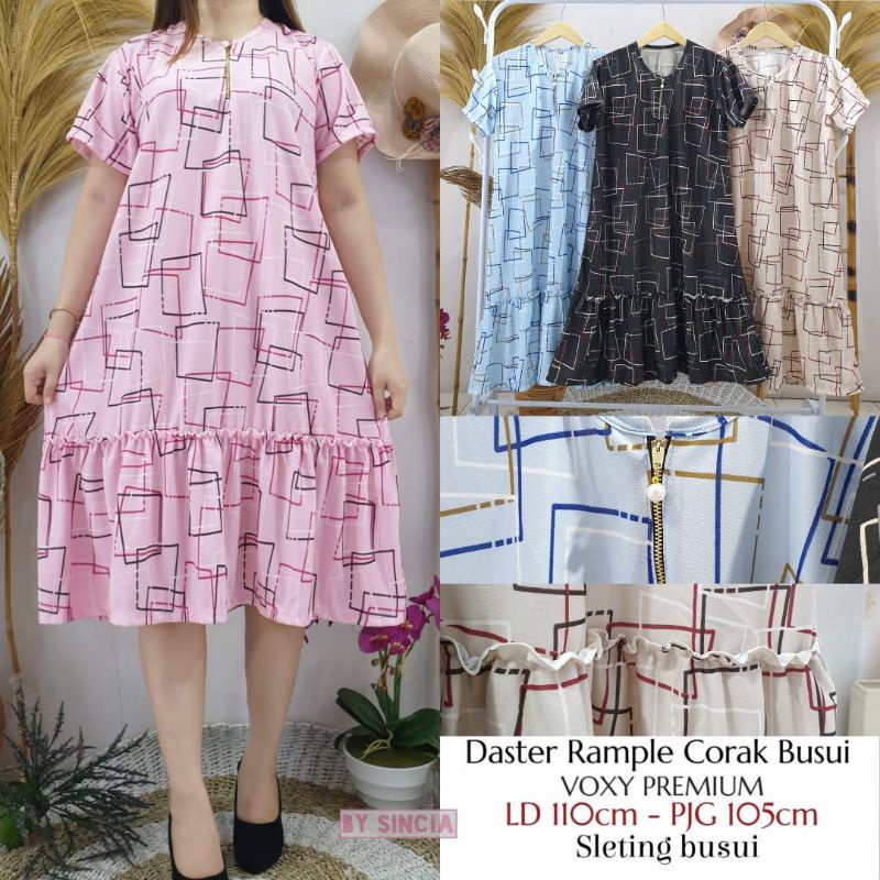 Daster busui rempel motif kotak bahan voxy premium merk sincia
