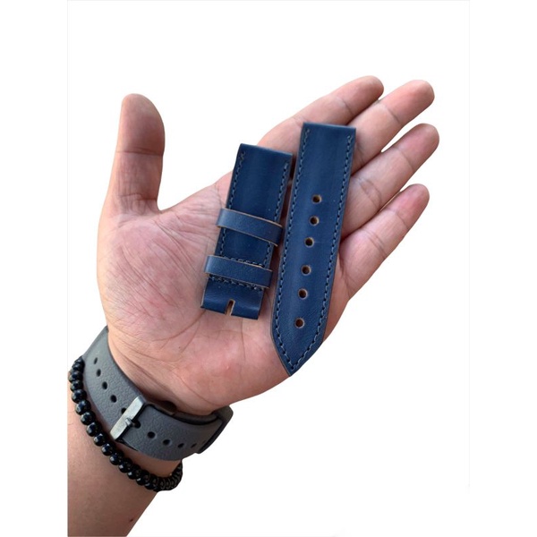 Strap Tali Jam Tangan Kulit Sapi Asli Biru dongker 24MM