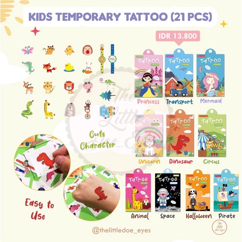 Kid’s Temporary Tattoo (21pcs)