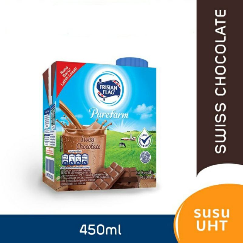FRISIAN FLAG SWISS CHOCOLATE 450 ML / LOW FAT 450 ML PUREFARM SUSU UHT