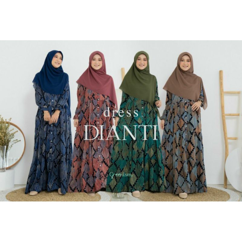 Baju Gamis Terbaru 2021 Dianti Dress Ori by Greenism