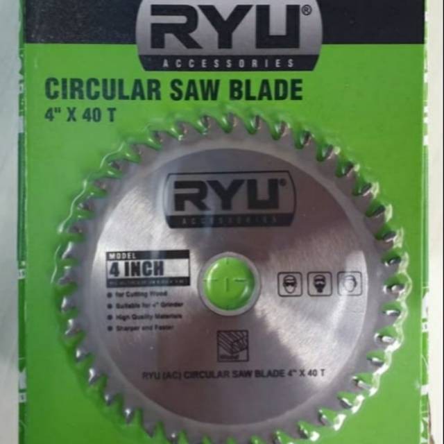 Mata Gergaji Gerinda RYU 4 Inch x 40T Circular Saw Blade Kayu 4inch 4&quot; x40T Gurinda Grinder Grinda
