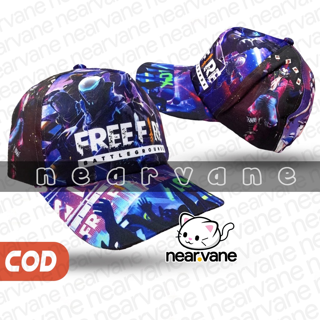 Topi Anak Free Fire Full Print Sublim Ungu Laki Laki Perempuan Keren Murah Original Cowok Cewek Usia Umur 2 3 4 5 6 7 8 Tahun