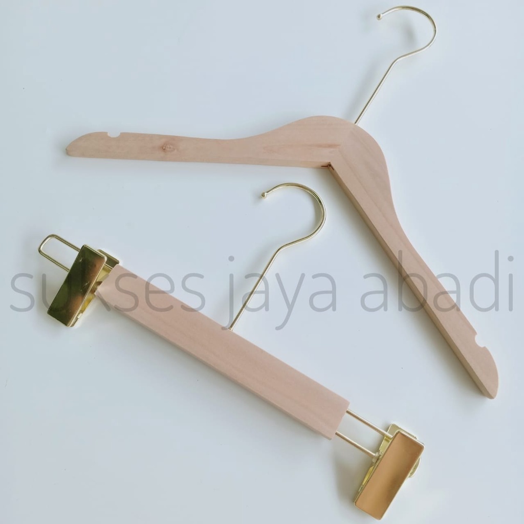 Hanger Kayu / Hanger Celana / Hanger Baju / Hanger Import / Hanger Gold / Gantungan Baju