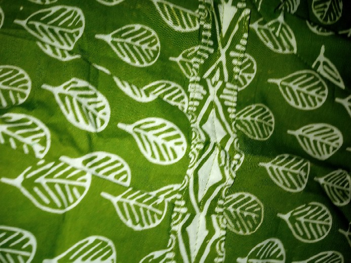 Atasan Batik Wanita Kerja Daun Hijau